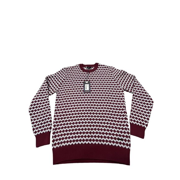 Giorgio Di Mare Yachting Collection Mens Large Maron & White Geometric Sweater - Picture 1 of 14